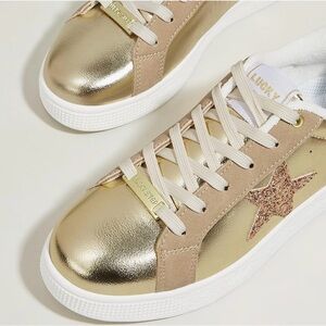 Sz9 Sparkly Gold & White Women's Sneakers